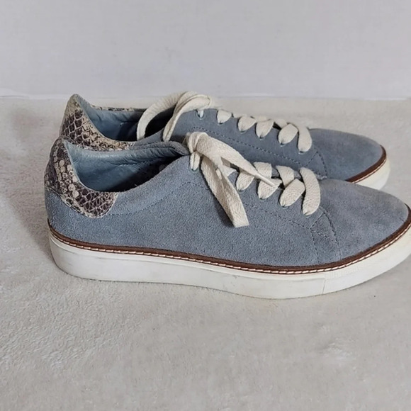 Liebeskind Berlin Gray Blue Suede Sneakers Snake Cuff Lace Up Pointed Toes - Picture 4 of 15